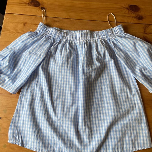 Concept women's summer checked blouse sky blue like new, size XS