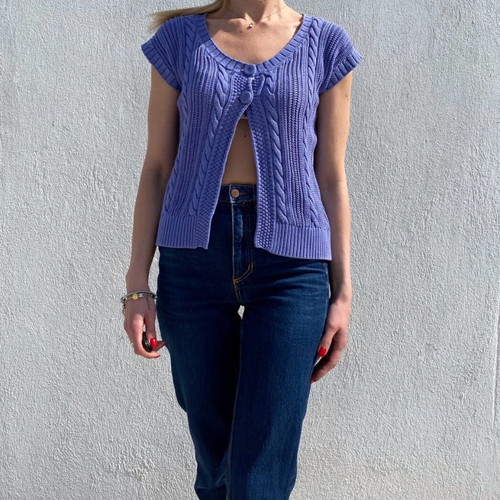 Knitted Benetton cardigan like new, size L, purple