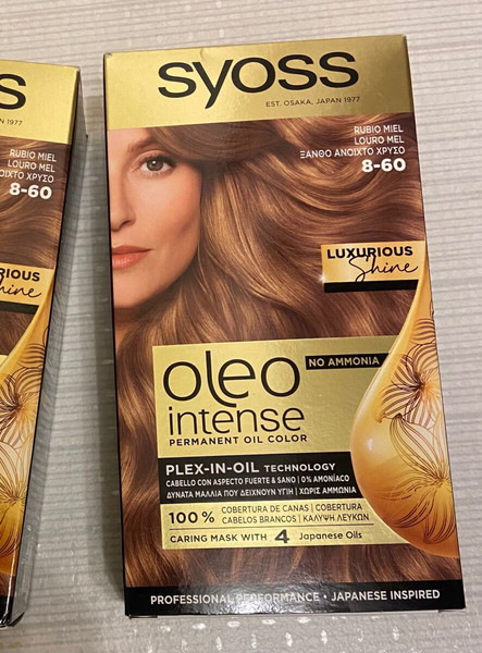 3 τρία κουτιά Μόνιμη Βαφή Μαλλιών Syoss Oleo Intense 8-60 Ξανθό Ανοιχτό Χρυσό 50ml