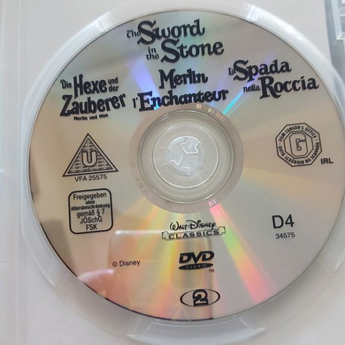 Walt Disney The Sword in the Stone DVD used with Greek subtitles