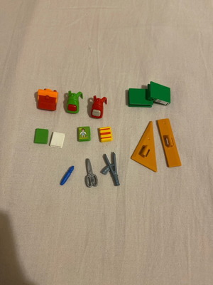Playmobil school items used, set with bags and books