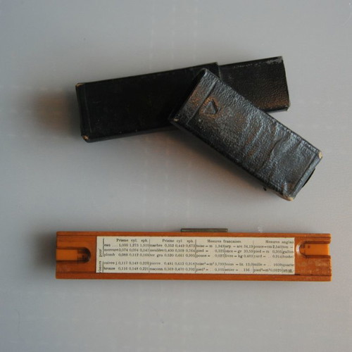 Nestler logarithmic slide rule used with case