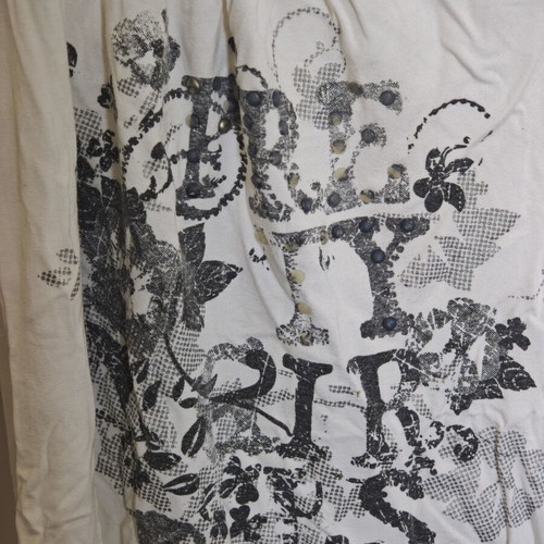 Women's long-sleeve shirt with designs used, white, size S