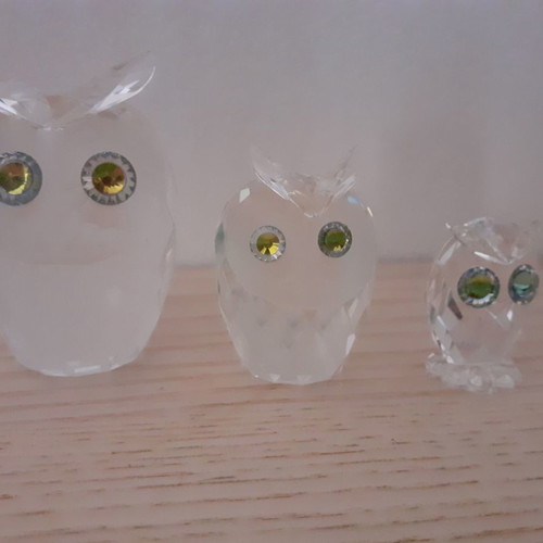 Swarovski owls new, set of 3 (family)