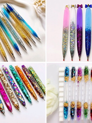 Resin liquid glass pen new, personalized with glitter