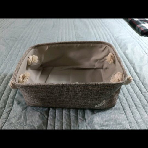 Fabric storage basket new, gray with handles 31x20.3x13 cm