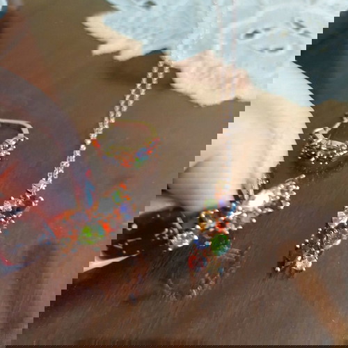 Комплект от кубичен цирконий нов, цветен, с верижка от неръждаема стомана