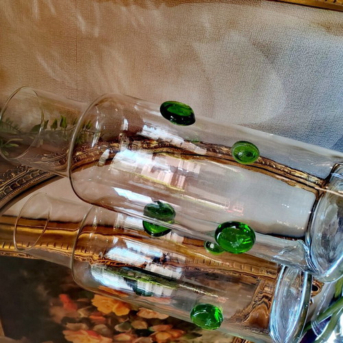 Retro vase with embossed green drops, IKEA