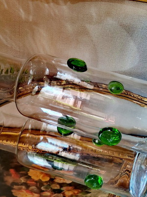 Retro vase with embossed green drops, IKEA