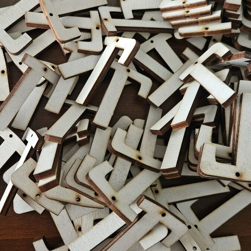 Wooden Painted Letter "Γ" New, Pack of 130 with Hole