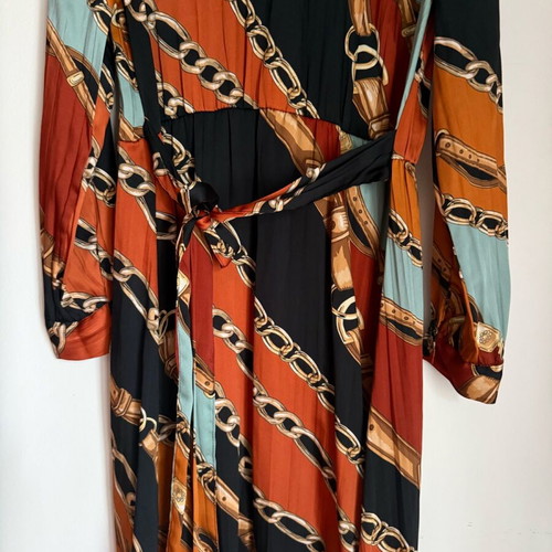 ZARA midi satin dress like new, multicolor, size L