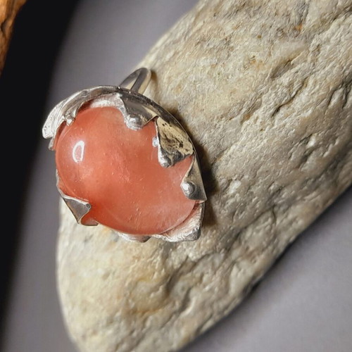 Handmade silver ring 925 with semi-precious stone adjustable