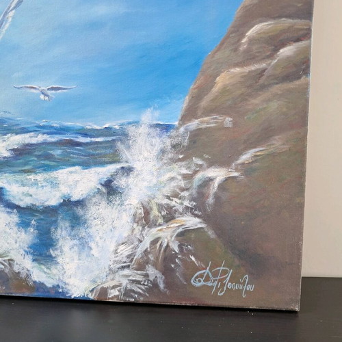 Painting Beach with Seagulls like new 90x60