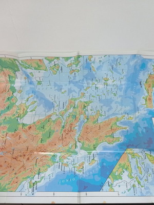 Maps used 70s large double-sided political Greece and geophysical structure VTG