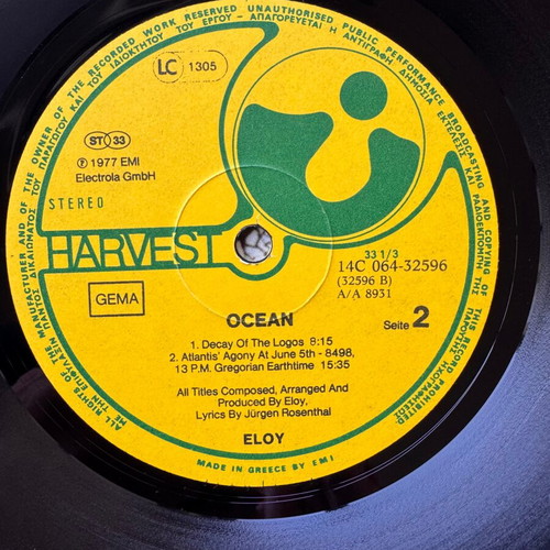 Eloy Ocean LP used, rock genre, Greek reissue 1980