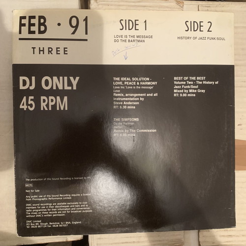 DMC February 91 Three 12" vinyl record used, electronic