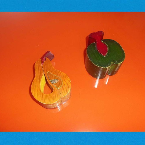 Wooden educational fruit toys used, set of 2 (pear and apple)