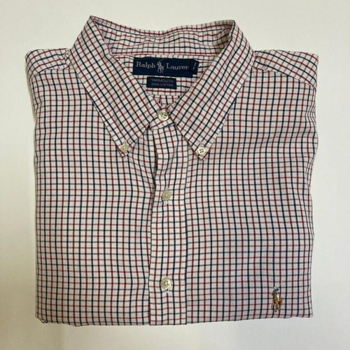 Ralph Lauren Yarmouth long sleeve shirt XL, red blue pattern, colored pony