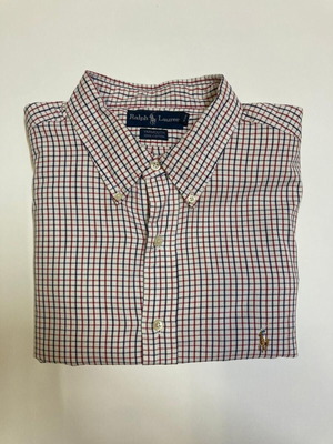 Ralph Lauren Yarmouth long sleeve shirt XL, red blue pattern, colored pony