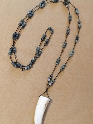 Long necklace new with gray labradorite semi-precious stones