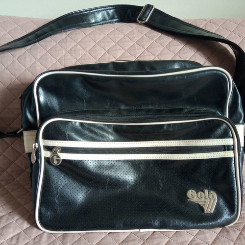 Gola shoulder bag used unisex large, black with white trim
