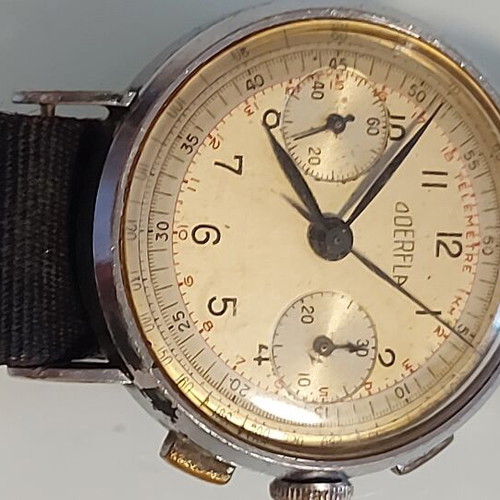 Men's mechanical chronograph watch military steel case 1936, 34mm