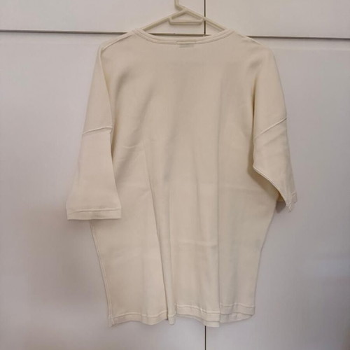 Parthenis Cream Ribbed Cotton Top like new, one size