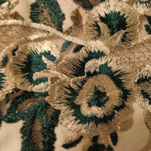 Linen shoulder bag new with machine embroidery applique