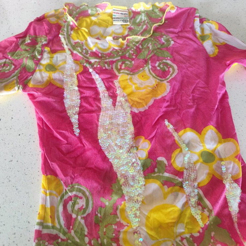 See Through Guru blouse XS used, pink and yellow, for 11 years old