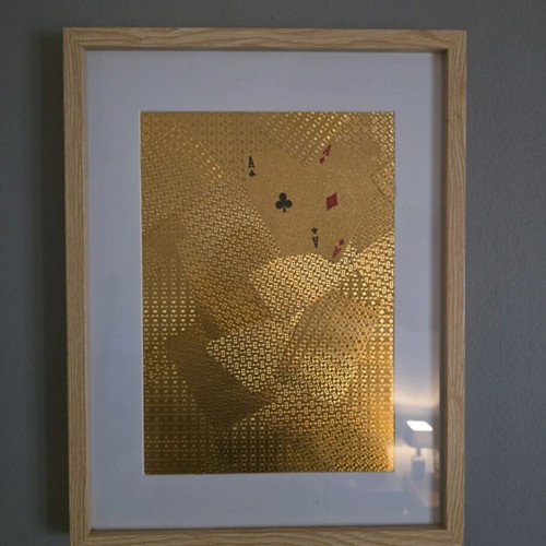 Handmade frame with golden playing cards