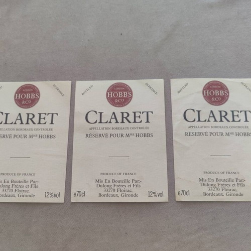 Classic Wine Labels Collection unused, pack of 16 from English vintners