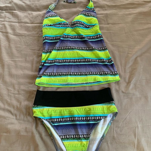 Tankini bathing suit size S like new, blue and green
