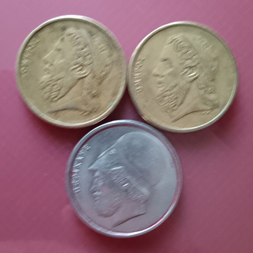 Lot of old 20 and 50 drachma coins used