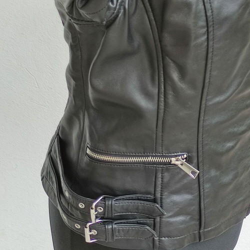 Δερμάτινο τζάκετ biker μεταχειρισμένο, μαύρο, μέγεθος small