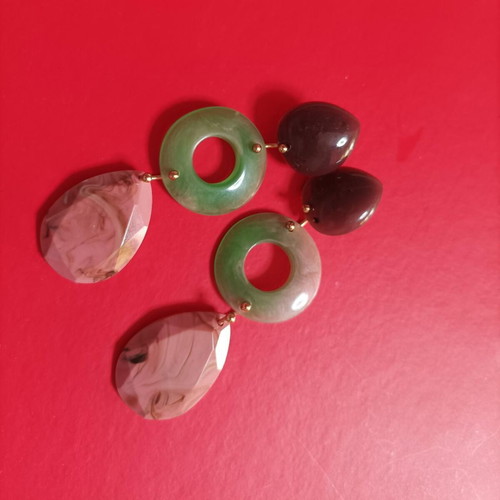 Statement pastel pink green earrings Mango like new