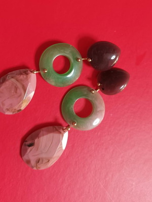 Statement pastel pink green earrings Mango like new
