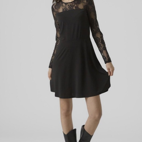 Vero Moda dress black with elastic lace, new, size S