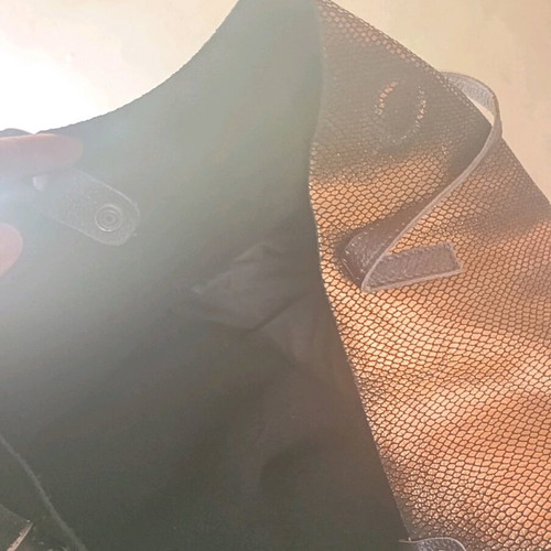 Tote bag shoulder bag made of snake faux leather like new, brown orange