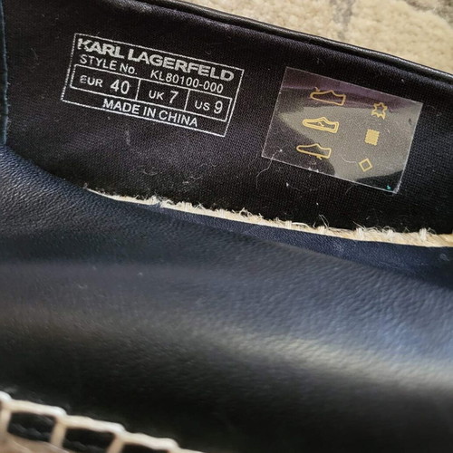 Karl Lagerfeld leather black espadrilles size 40 new