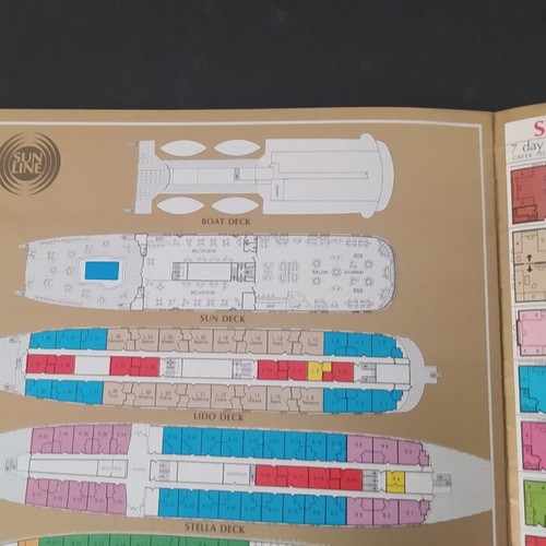 Sun Line cruise ships brochure 1970 Stella Maris Oceanis Solaris