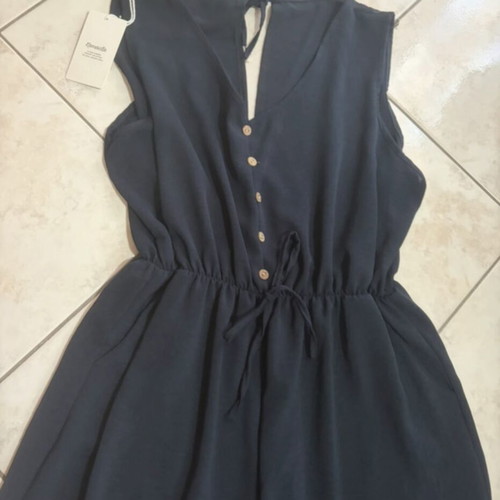 Dark blue one-piece jumpsuit new, one size with elastic waist