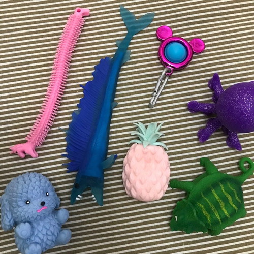 Set of 7 Used Fidget and Squishy Stress Relief Toys