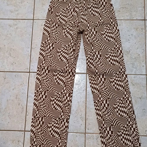 Pants used with brown and beige pattern
