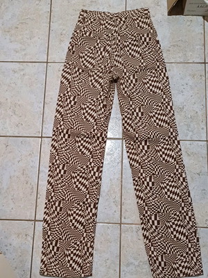Pants used with brown and beige pattern