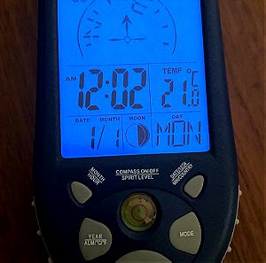 Ηλεκτρονική πυξίδα με φακό , θερμόμετρο , αποθητικό κουνουπιών , ρολόι , ημερομηνία , ξυπνητήρι