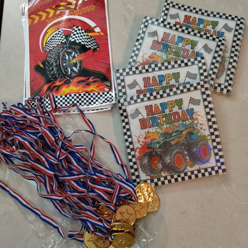 Monster Truck Party Set new with napkins, gift bags, and medals