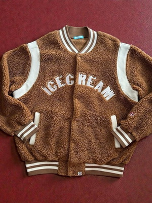 Billionaire Boys Club x Ice Cream Running Dog brown fleece jacket size XL like new