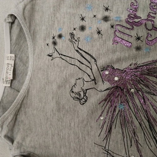 Girls' blouse with rhinestones Terranova like new, grey, 6-7 years