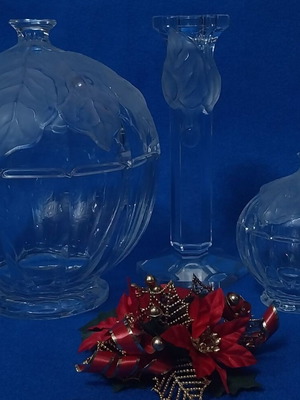 Marc Aurel Mikasa Nachtmann Bleikristall collection of fondant dish, candlestick and jewelry box like new