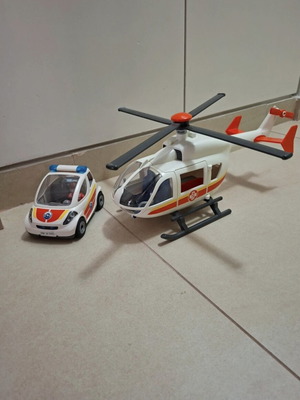 Playmobil Hospital Emergency Helicopter and City Action Emergency Vehicle like new